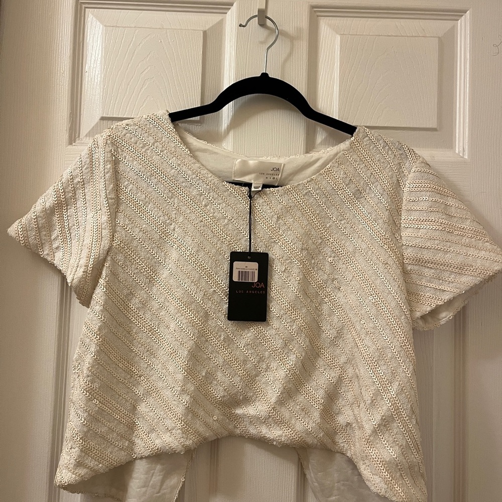 Elegant Cream Beaded Top